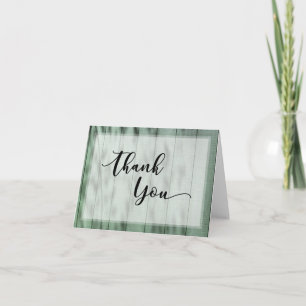 Rustic, Country, Painted Green Barn Wood Thank You Card