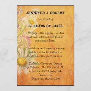 Rustic Country Painted Wood Daisies Anniversary Invitation
