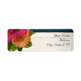 Rustic Country Painted Wood with Daisies Return Address Label