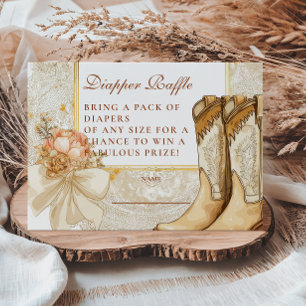 Rustic Country Peony Boots Diapper Raffle  Enclosure Card