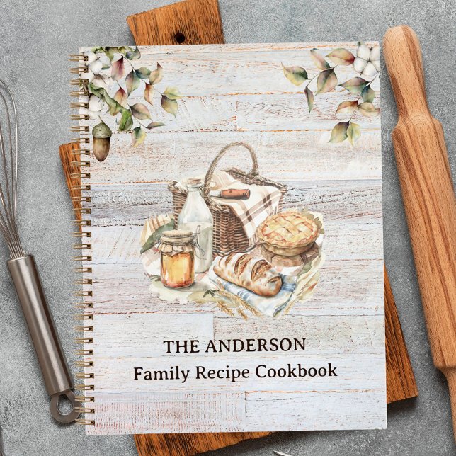 Rustic Country Personalized Family Recipe Book (In situ)