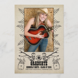 Rustic Country   Photo Graduation Party Invitation