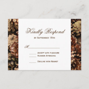 Rustic Country Pine Cone Wedding RSVP Cards