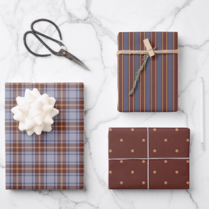 Rustic Country Plaid and Whimsical Polka Dots Wrapping Paper Sheet