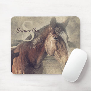 Rustic Country Quarter Horse Monogram Name Initial Mouse Pad