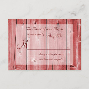 Rustic Country Red Barn Wood Wedding RSVP Cards