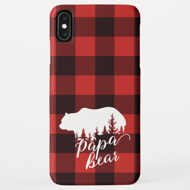 Rustic Country Red & Black Flannel Papa Bear Case-Mate iPhone Case (Back)