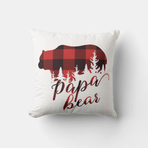 Rustic Country Red & Black Flannel Papa Bear Cushion