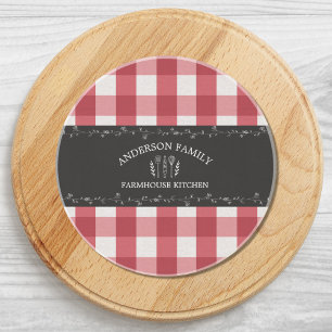 Rustic Country Red Gingham Black Chalkboard Coaster