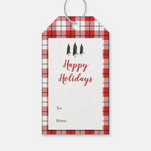 Rustic Country Red White & Black Flannel Pattern Gift Tags