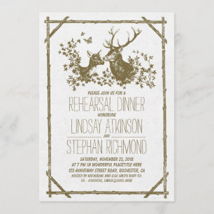 Rustic country rehearsal dinner invites with deer