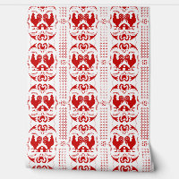 Rustic Country Rooster and Barn Pattern Red White
