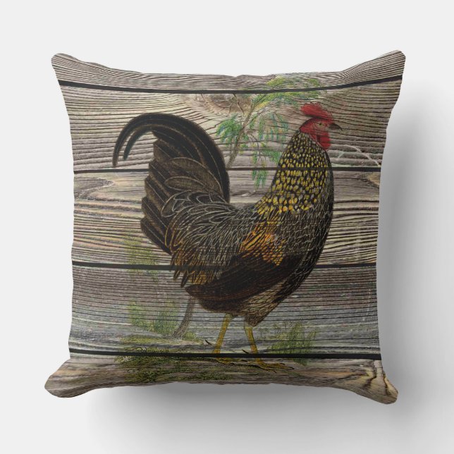 Rustic Country Rooster Cushion (Front)