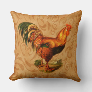Rustic Country Rooster Ornate Cushion