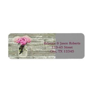 rustic country rose mason jar wedding return address label