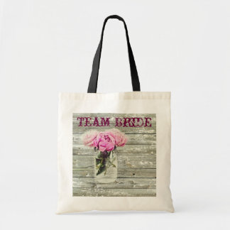 rustic country rose mason jar wedding tote bag