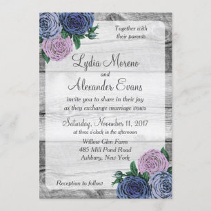 Rustic Country Roses Barn Wood Wedding Invitation