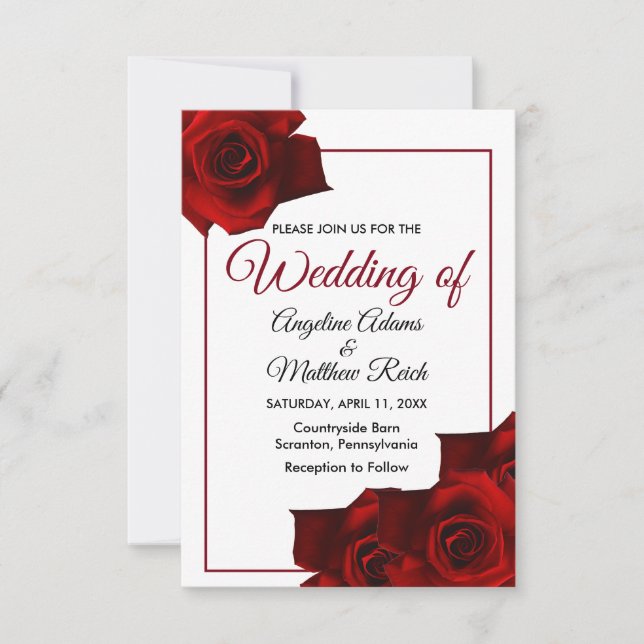 Rustic Country Roses Classy Floral Wedding Invitat Invitation (Front)