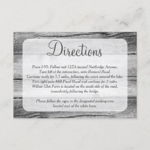 Rustic Country Roses Wedding Directions Enclosure Card