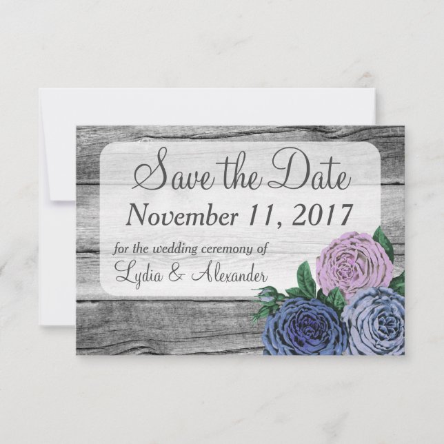 Rustic Country Roses Wedding Save The Date (Front)