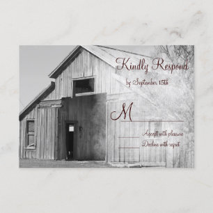 Rustic Country Rural Barn Wedding RSVP Cards