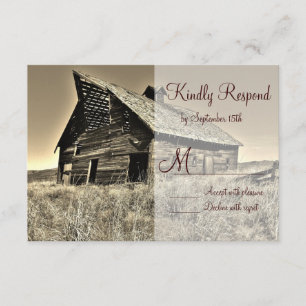 Rustic Country Rural Barn Wedding RSVP Cards