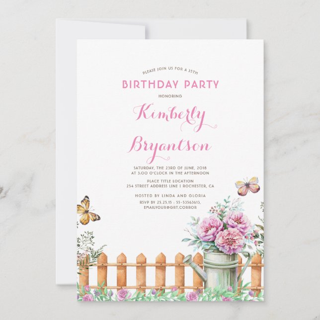 Rustic Country Rural | Garden Birthday Party Invitation (Front)