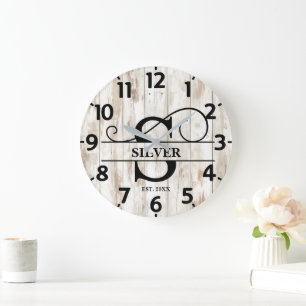 Rustic Country S Monogram Large Clock