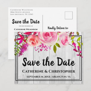 Rustic Country Save the Date Floral Announcement Postcard
