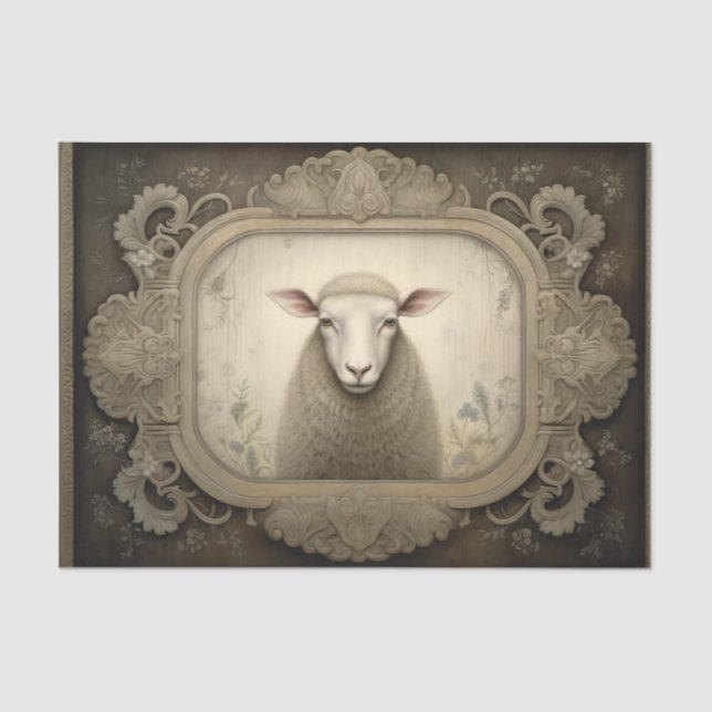 Rustic Country Sheep Lamb Decoupage Tissue Paper (Front)