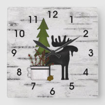 Rustic Country Silhouette Moose and Trees on Birch