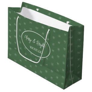 Rustic Country Snow On Green Large Gift Bag