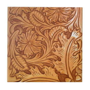 Rustic country southwest style western leather ceramic tile