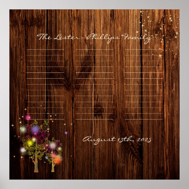 Rustic Country Spiral Trees Wedding Poster (Front)