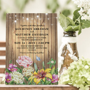 Rustic Country Spring Garden Floral Wedding Invitation