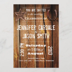 Rustic Country Star Horseshoe Wedding Invitations