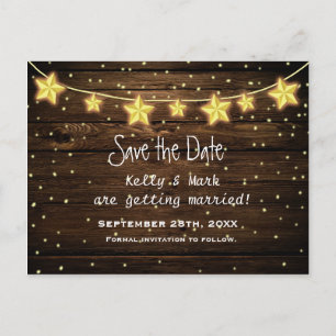Rustic Country Star Lights Save The Date Postcard