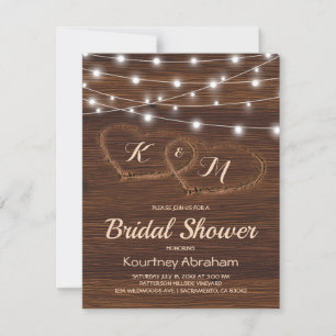 Rustic Country String Lights Bridal Shower Invitation
