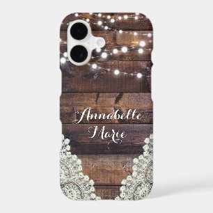 Rustic Country String Lights Sparkly Lace Phone