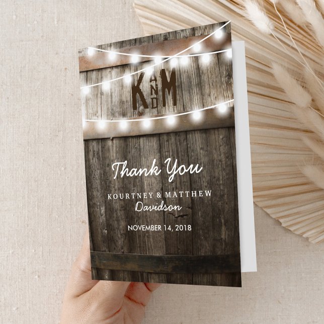 Rustic Country String Lights Thank You Card (Creator Uploaded)