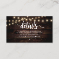 Rustic Country String Lights,  Wedding Details