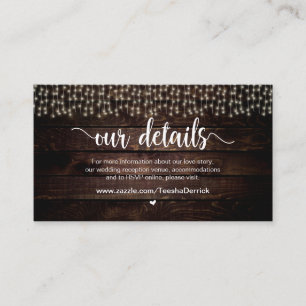 Rustic Country String Lights, Wedding Details Enclosure Card