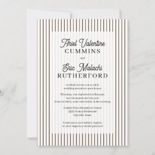 Rustic Country-Style Brown Pinstripe Couple-Hosted Invitation