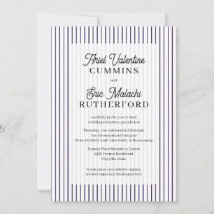 Rustic Country-Style Purple Pinstripe Couple-Host Invitation