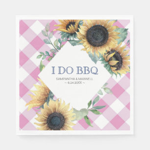 Rustic Country Sunflower and Pink Gingham I Do BBQ Napkin