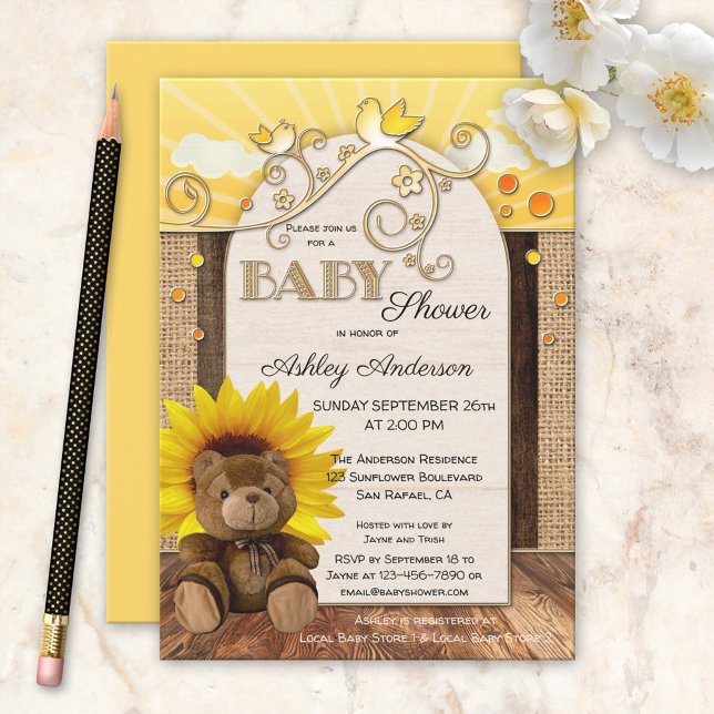 Rustic Country Sunflower Baby Shower Invitation (Creator Uploaded)