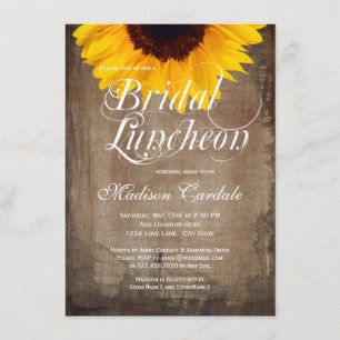 Rustic Country Sunflower Bridal Luncheon Invite 2