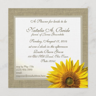 Rustic Country Sunflower Bridal Shower Invitation