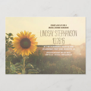 rustic country sunflower bridal shower invites