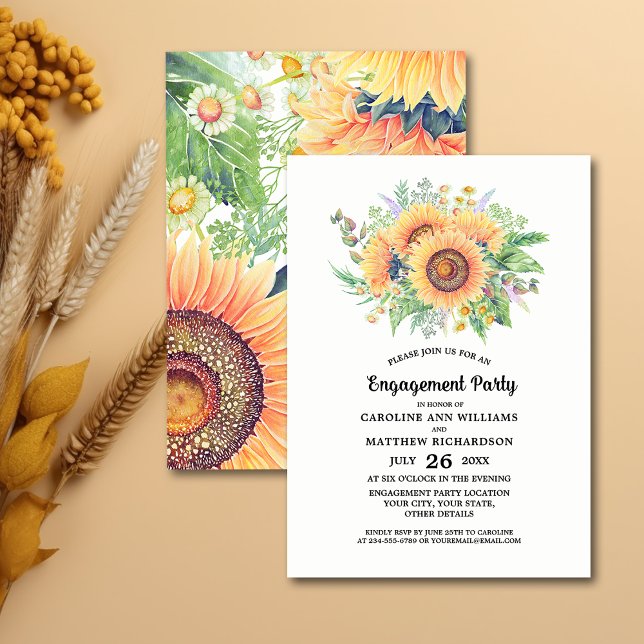 Rustic Country Sunflower Engagement Party Invites (Creator Uploaded)